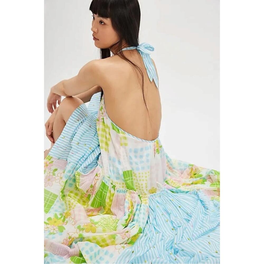 Free People Cottage Embroidered Patched And Pretty Halter Midi Maxi Dress Medium - Picture 8 of 16